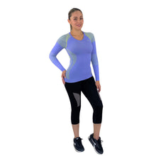 PLAYERA TECNICA DE MANGA LARGA CON CUELLO V, COMPRESION MEDIA Y FIBRAS INTELIGENTES PL-2-00074